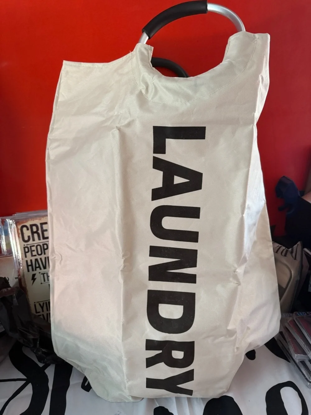 (GET 2) 1 Black Laundry & 1 White Laundry Bags W Sturdy Handles Nwot